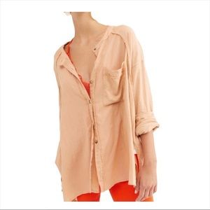 We the Free People Womens Shirt Keep It Simple Casual Top Blouse Shell Pink S